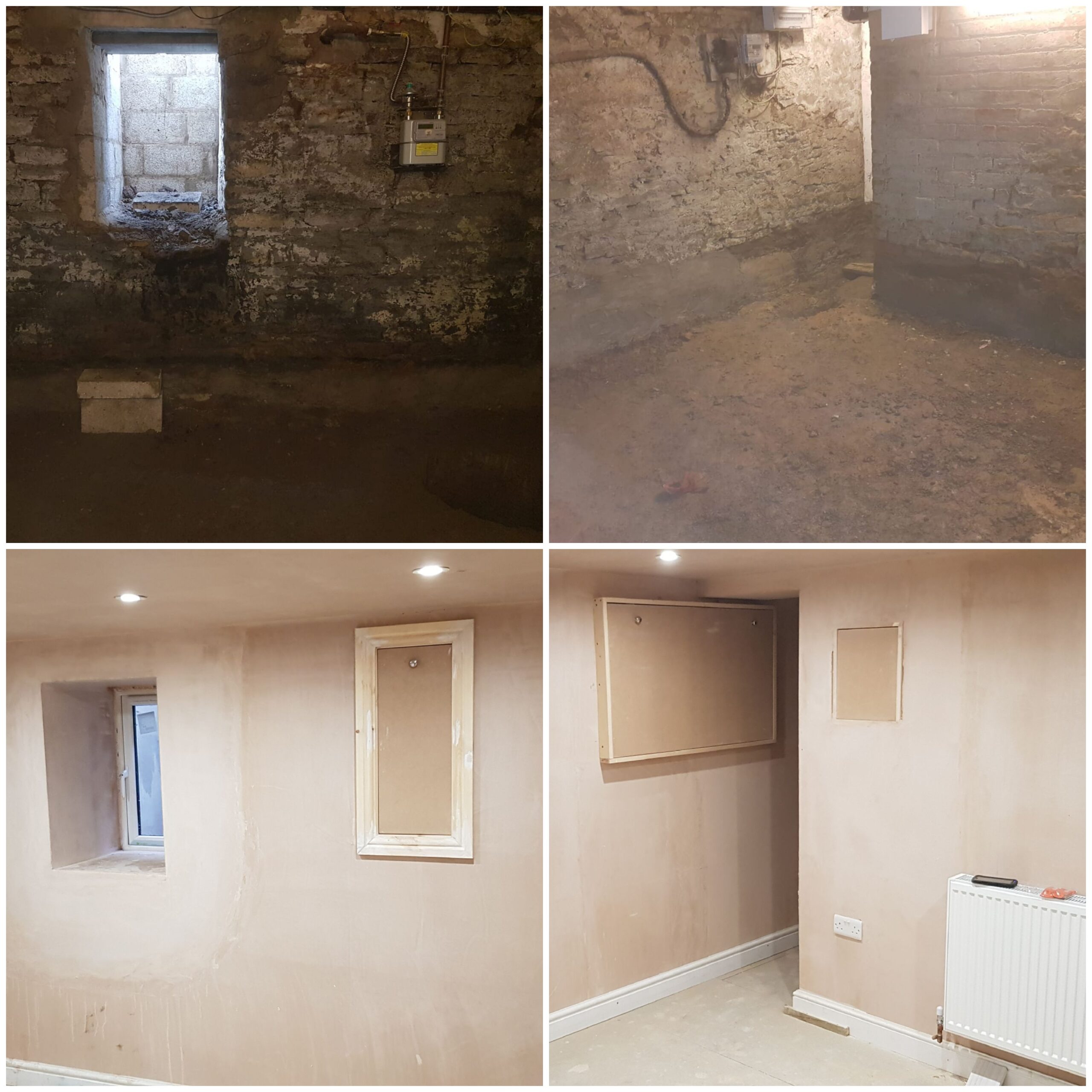 damp proofing a cellar - before and after